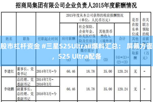 股市杠杆资金 #三星S25Ultra#爆料汇总： 屏幕方面，S25 Ultra配备